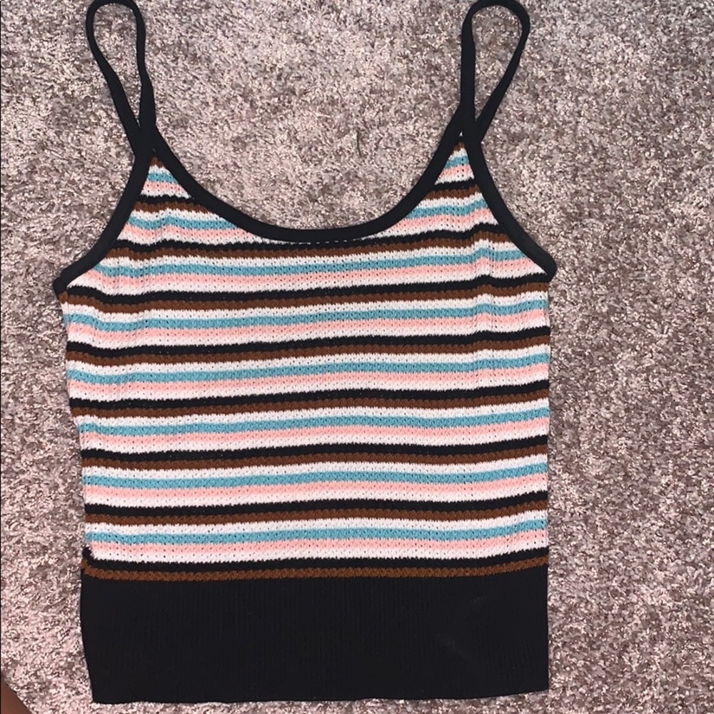 Knitted horizontally striped tank top
